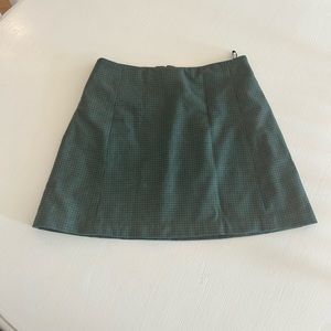 Aritzia Mini Skirt - Sunday Best, green plaid wool blend
